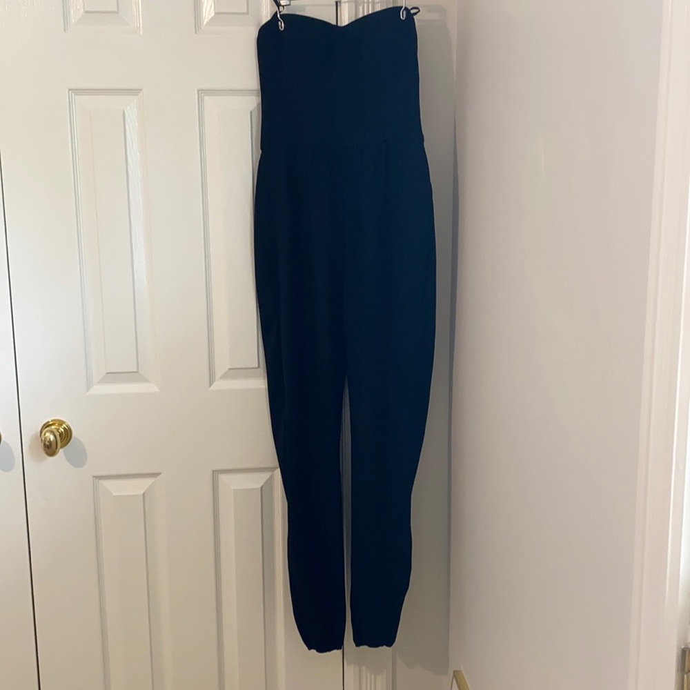 Cynthia Vincent Black strapless jump suit